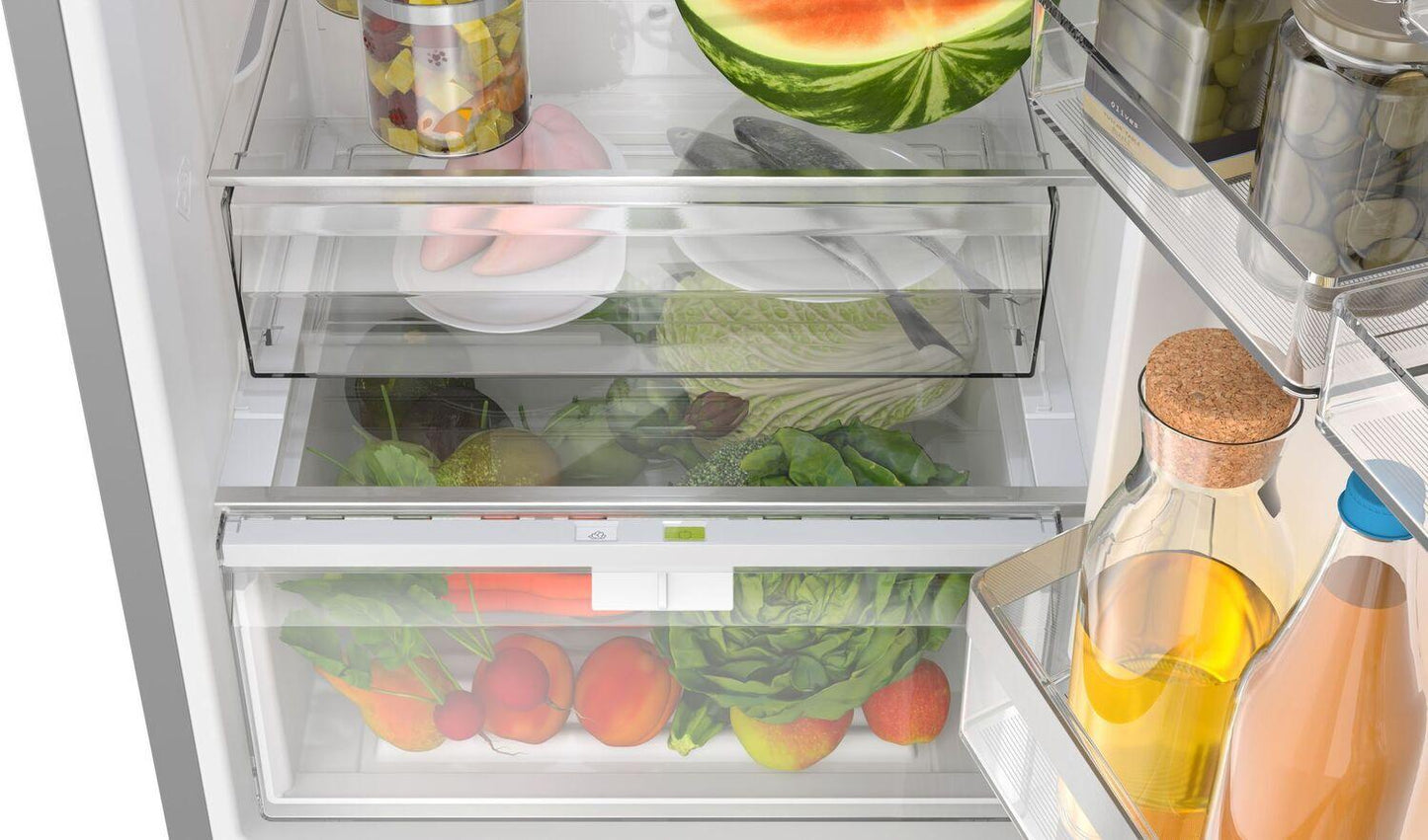 Bosch B24CB50ESS 500 Series, free-standing fridge-freezer with freezer at bottom, 24'', Brushed steel (with anti-fingerprint), Total No Frost
