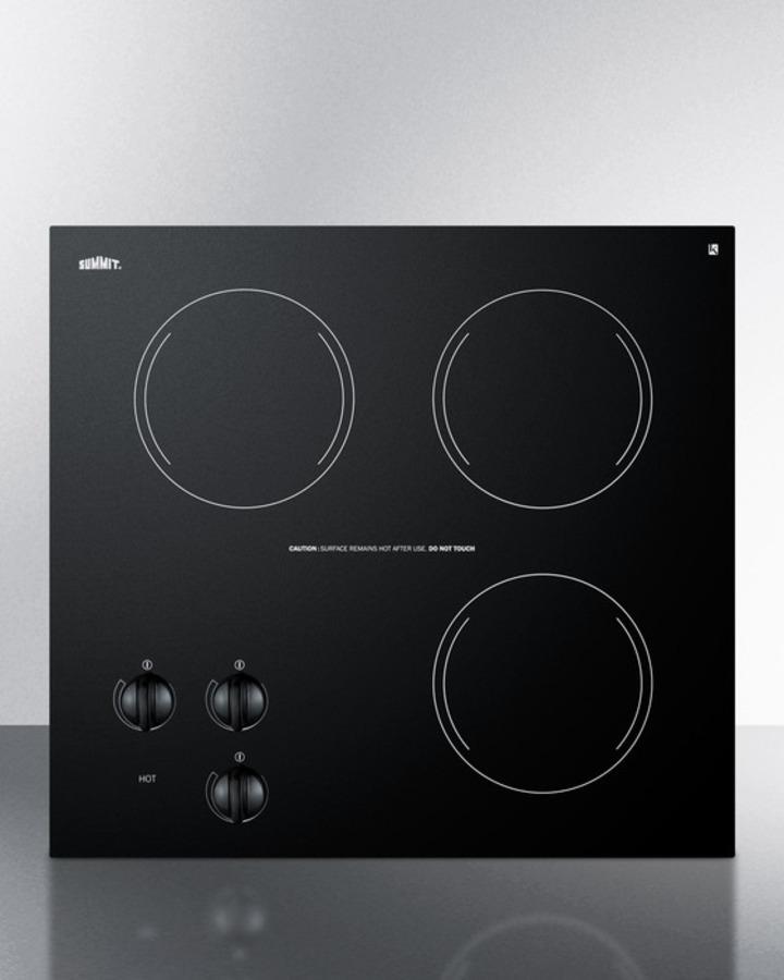 Summit 22" Wide 230v 3-burner Radiant Cooktop