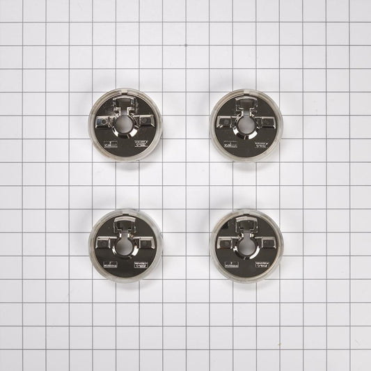 Kitchenaid W11323062 JennAir 3-IN D Bezel (Set of 4) for Rise-Style Commercial Range and Rangetop Griddle Knobs - Chrome