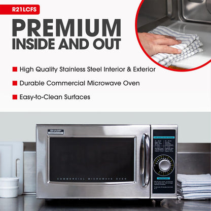 Sharp R21LCFS Medium-Duty Commercial Microwave Oven With 1000 Watts