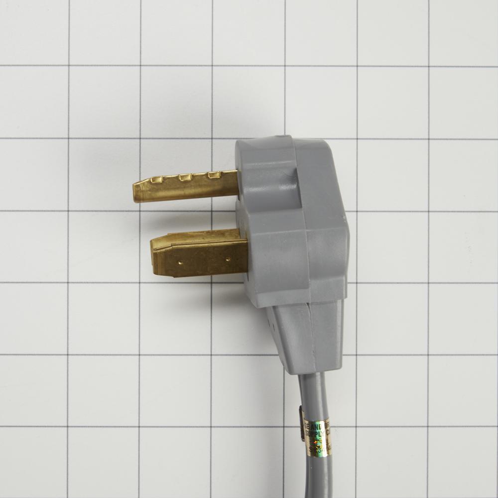 Kitchenaid 8171378RC 6' Gray Electric Dryer Power Cord with 30-amp, 3-Wire, right-angle plug, and adjustable strain relief bracket
