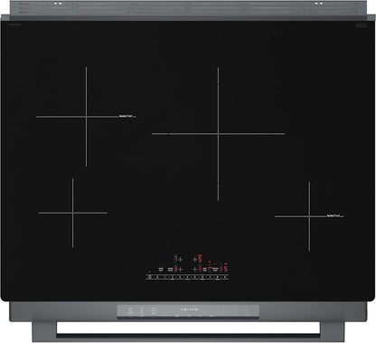 Bosch HII8047U 800 Series, Induction slide-in range, 30'', Black stainless steel