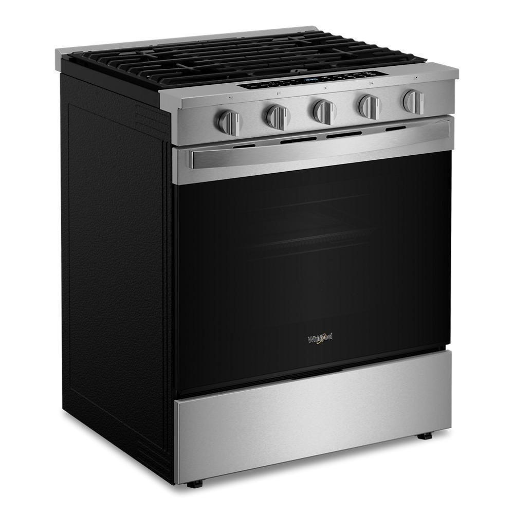 Whirlpool WSGS7530RZ 30-inch Smart Slide In Gas Range with Air Cooking Technology, No Preheat Air Fry, Steam/Self Clean and High Speed Preheat