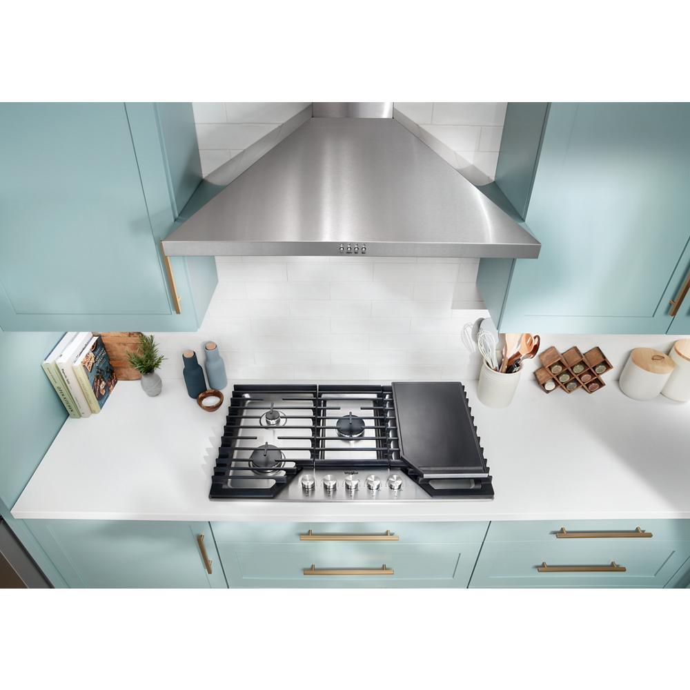 Whirlpool WCGK7536PS 36-inch Gas Cooktop with 5 Burners and EZ-2-Lift™ Hinged Cast-Iron Grates and Griddle