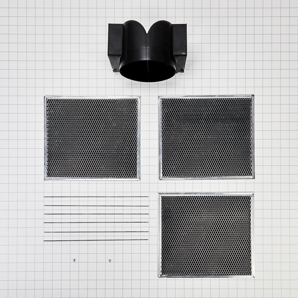 Maytag W11430940 Range Wall Hood Recirculation Kit - Silver (Includes Two Charcoal Filters, Four Rod-Style Clips, and One Deflector Damper)
