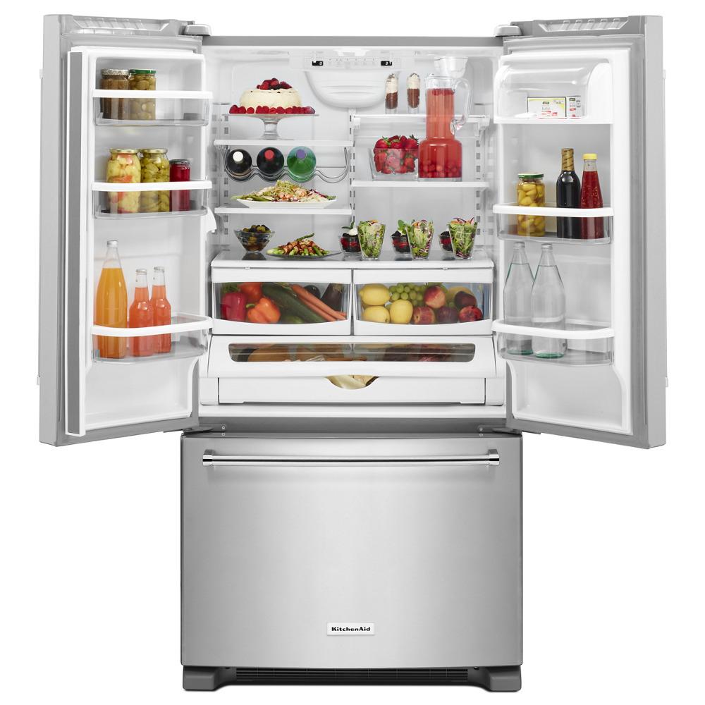 Kitchenaid 25 Cu. Ft. 36-Width Standard Depth French Door Refrigerator with Interior Dispense