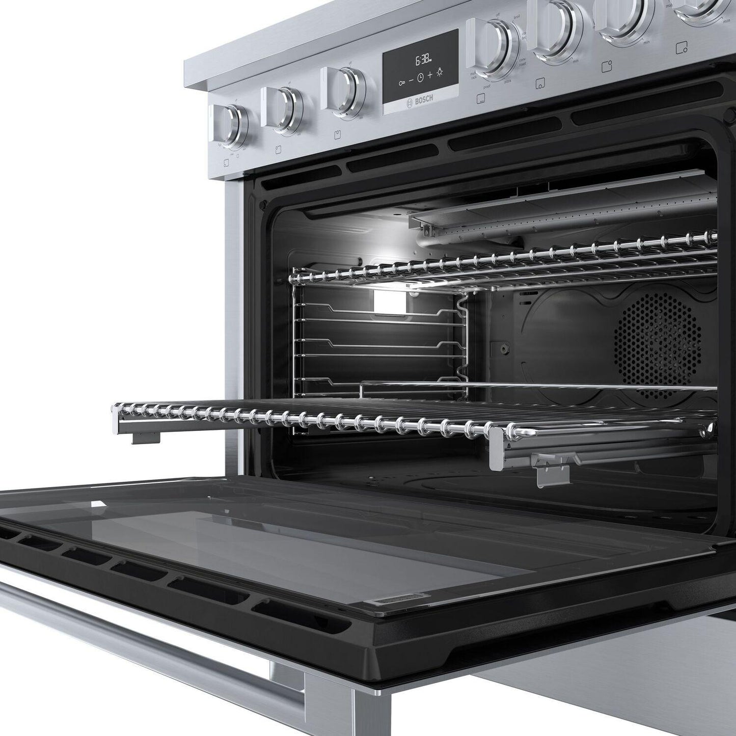 Bosch HDS8655U 800 Series, Dual fuel freestanding range, 36'', Stainless steel