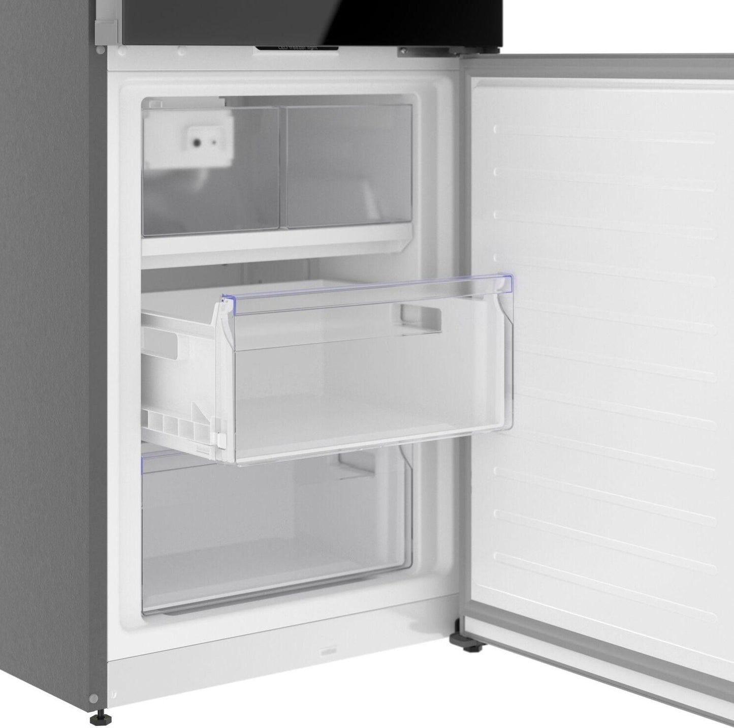 Bosch B24CB80ESB 800 Series, free-standing fridge-freezer with freezer at bottom, glass door, 24'', Black, Total No Frost
