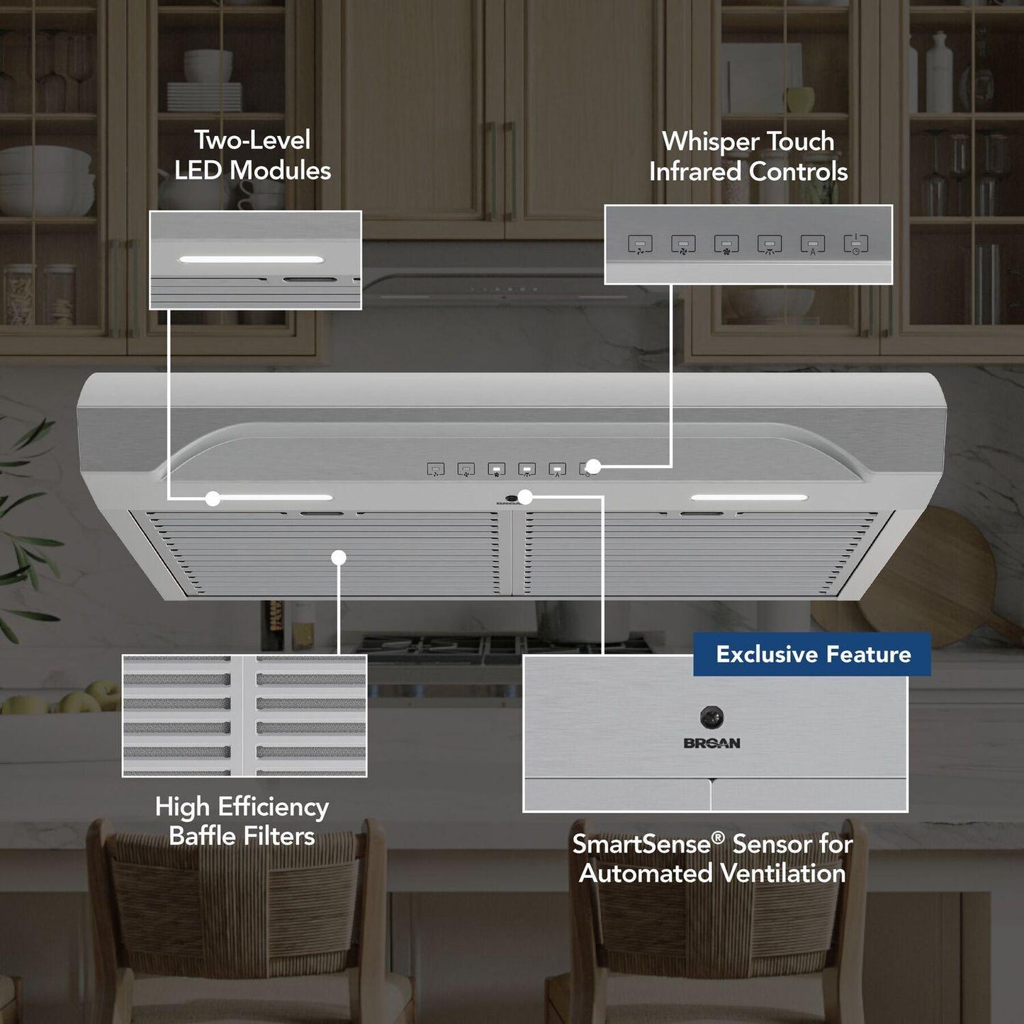 Broan ALT4306SS Alta 30-Inch 640 MAX Blower CFM 0.8 Sones Stainless Steel Range Hood