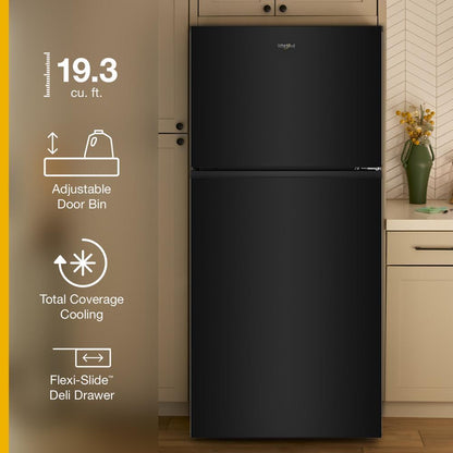 WRTX3119SB Whirlpool® 30-inch Wide Top Freezer Refrigerator with Total Coverage Cooling- 19 Cu. Ft.