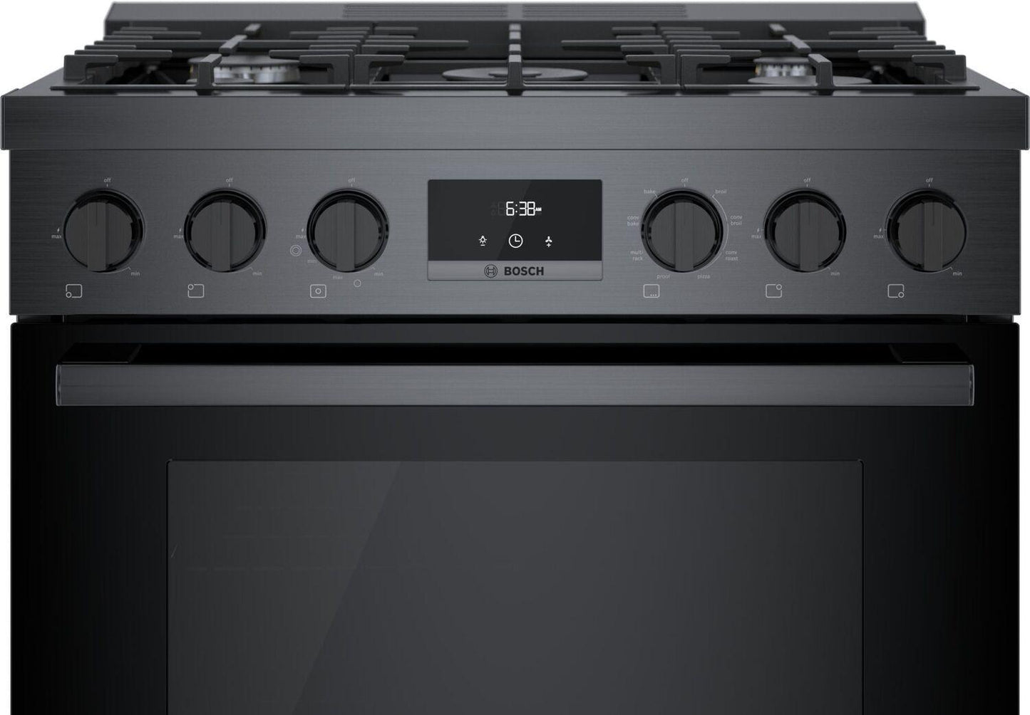Bosch HDS8045U 800 Series, Dual fuel freestanding range, 30'', Black stainless steel