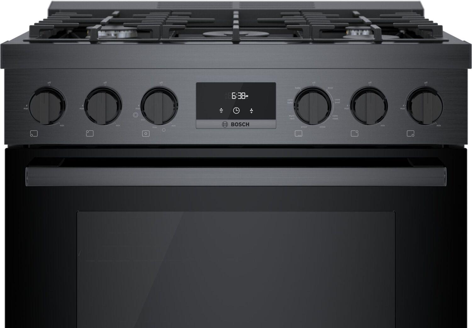 Bosch HDS8045U 800 Series Dual Fuel Freestanding Range 30" Black Stainless Steel