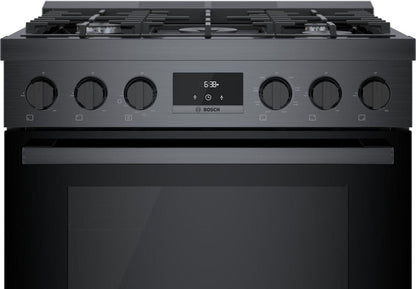 Bosch HDS8045U 800 Series, Dual fuel freestanding range, 30'', Black stainless steel
