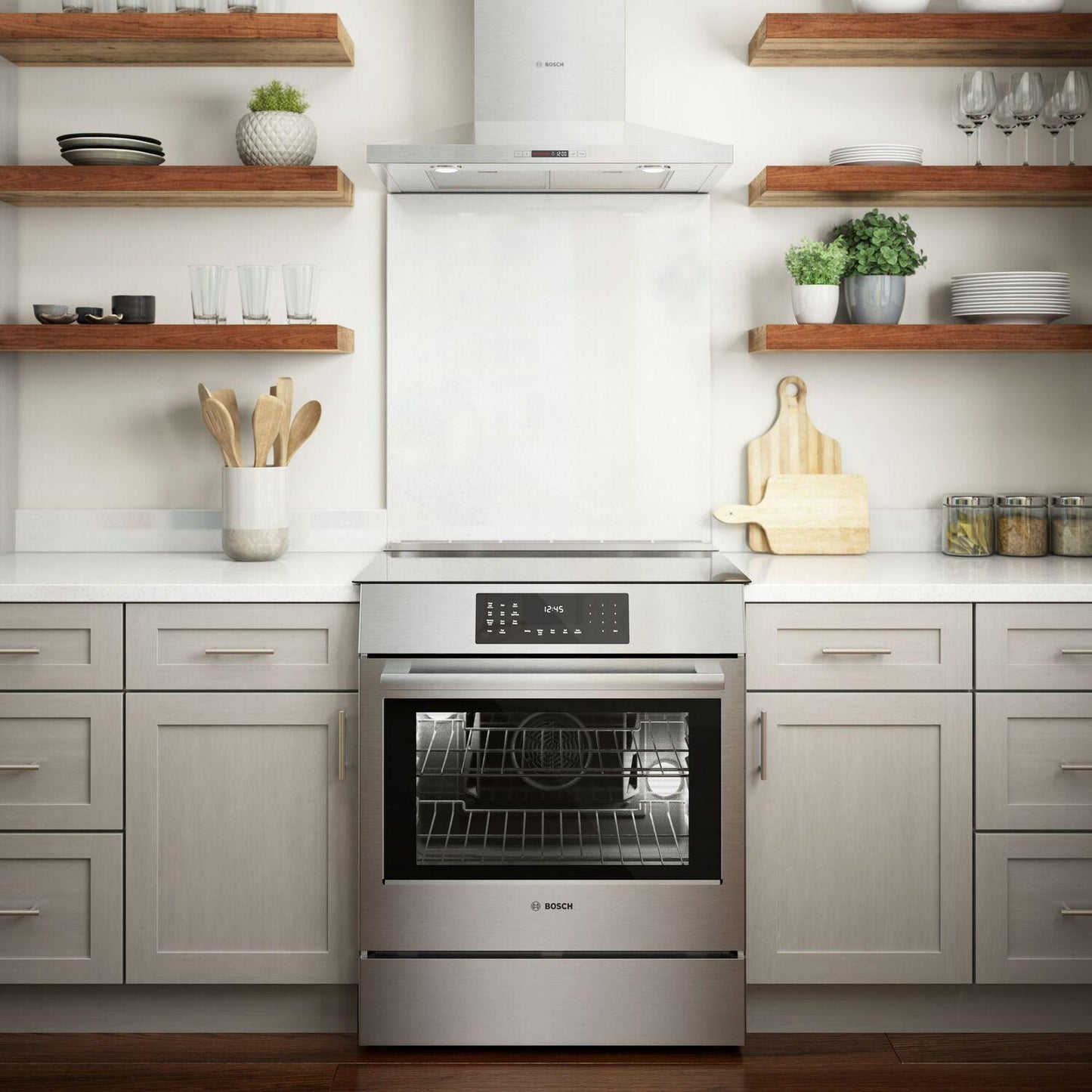 Bosch HII8057U 800 Series, Induction slide-in range, 30'', Stainless steel