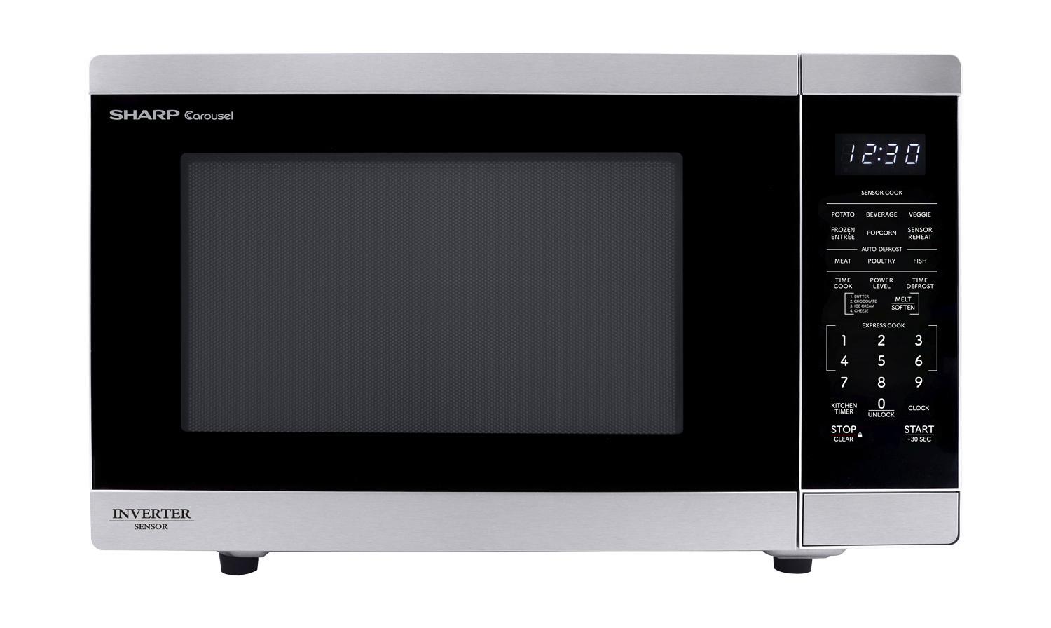 SMC1464KS Sharp 1.4 cu. ft. 1100W Stainless Steel Countertop Microwave Oven with Inverter Technology