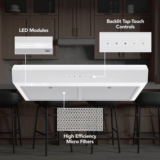 MTR2303WW Broan-NuTone 30-Inch Under Cabinet Range Hood, ENERGY STAR, 350 Max Blower CFM, White