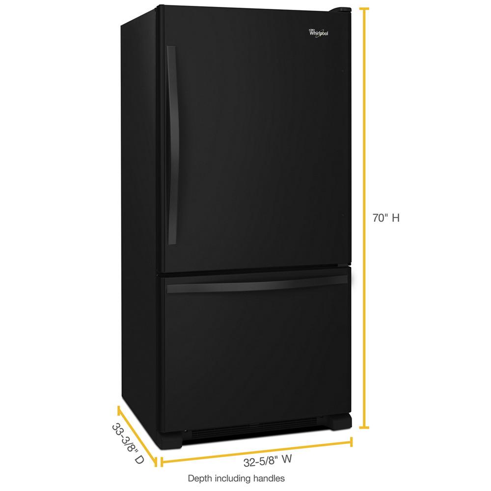 Whirlpool WRB322DMBB 33-inches wide Bottom-Freezer Refrigerator with SpillGuard™ Glass Shelves - 22 cu. ft