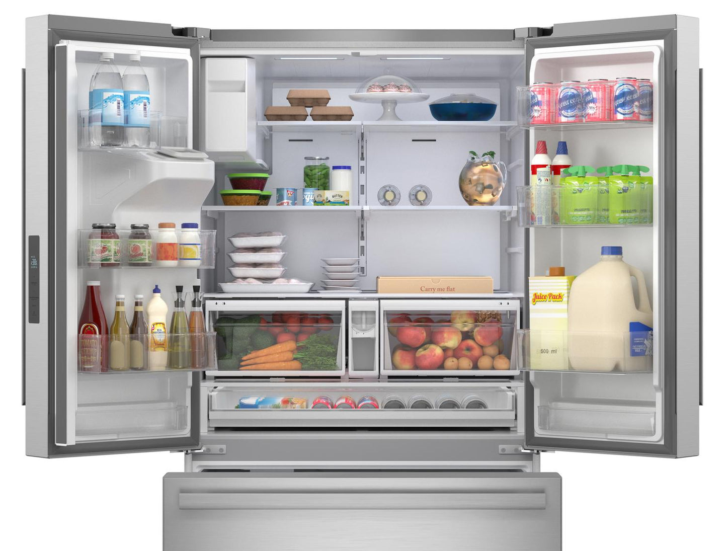 Sharp SJF2955MS 28.9 cu.ft. Standard Depth 36 in. French 3-Door Refrigerator with Water Dispenser in Stainless Steel