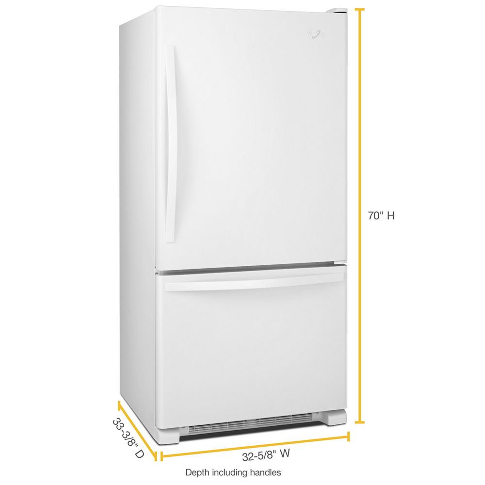 Whirlpool WRB322DMBW 33-inches wide Bottom-Freezer Refrigerator with SpillGuard™ Glass Shelves - 22 cu. ft