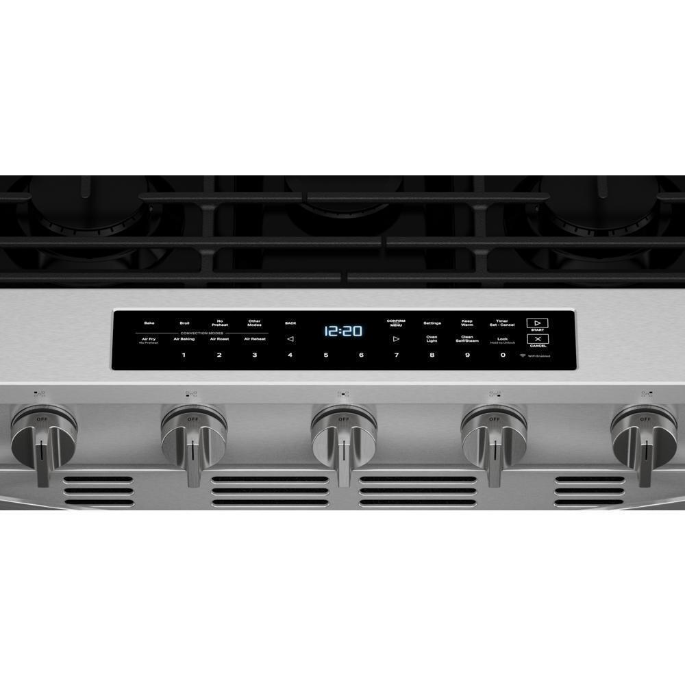 Whirlpool WSGS7530RZ 30-inch Smart Slide In Gas Range with Air Cooking Technology, No Preheat Air Fry, Steam/Self Clean and High Speed Preheat