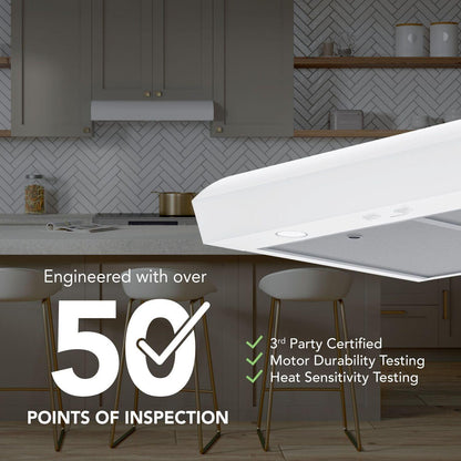 MTR1303WW Broan-NuTone 30-Inch Under Cabinet Range Hood, ENERGY STAR, 350 Max Blower CFM, White