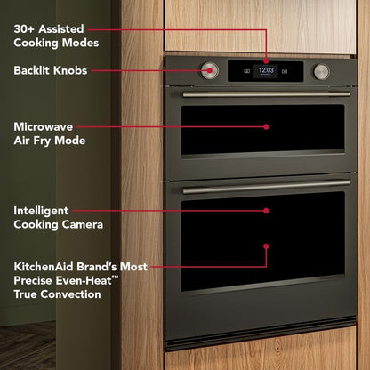 Kitchenaid KOEC930SBE 30-inch Smart Electric Combo Wall Oven with Intelligent Cooking Camera - Black Ore