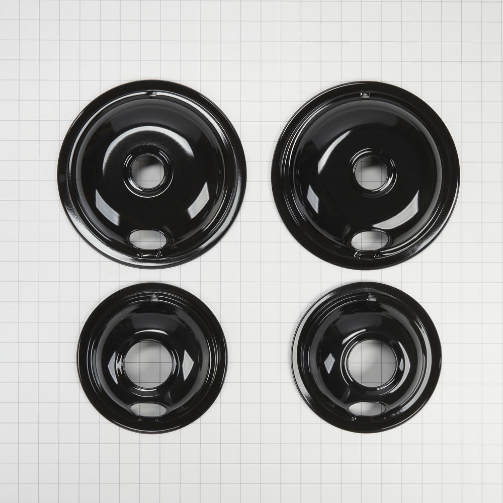 Maytag W10288051 Range Electric/Cooktop 4-Pack Round Drip Bowls (Two 6-IN and Two 8-IN) - Black for Non-Hinged, 2-Wire Plug Cooking Elements