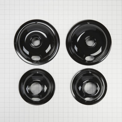 Maytag W10288051 Range Electric/Cooktop 4-Pack Round Drip Bowls (Two 6-IN and Two 8-IN) - Black for Non-Hinged, 2-Wire Plug Cooking Elements