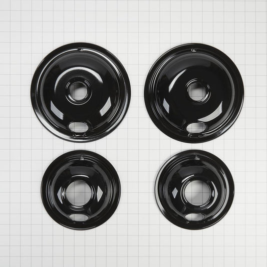 Maytag W10288051 Range Electric/Cooktop 4-Pack Round Drip Bowls (Two 6-IN and Two 8-IN) - Black for Non-Hinged, 2-Wire Plug Cooking Elements