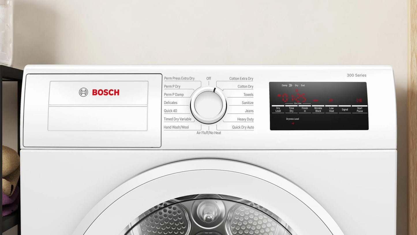 Bosch WPA12100UC 300 Series, condenser tumble dryer, White