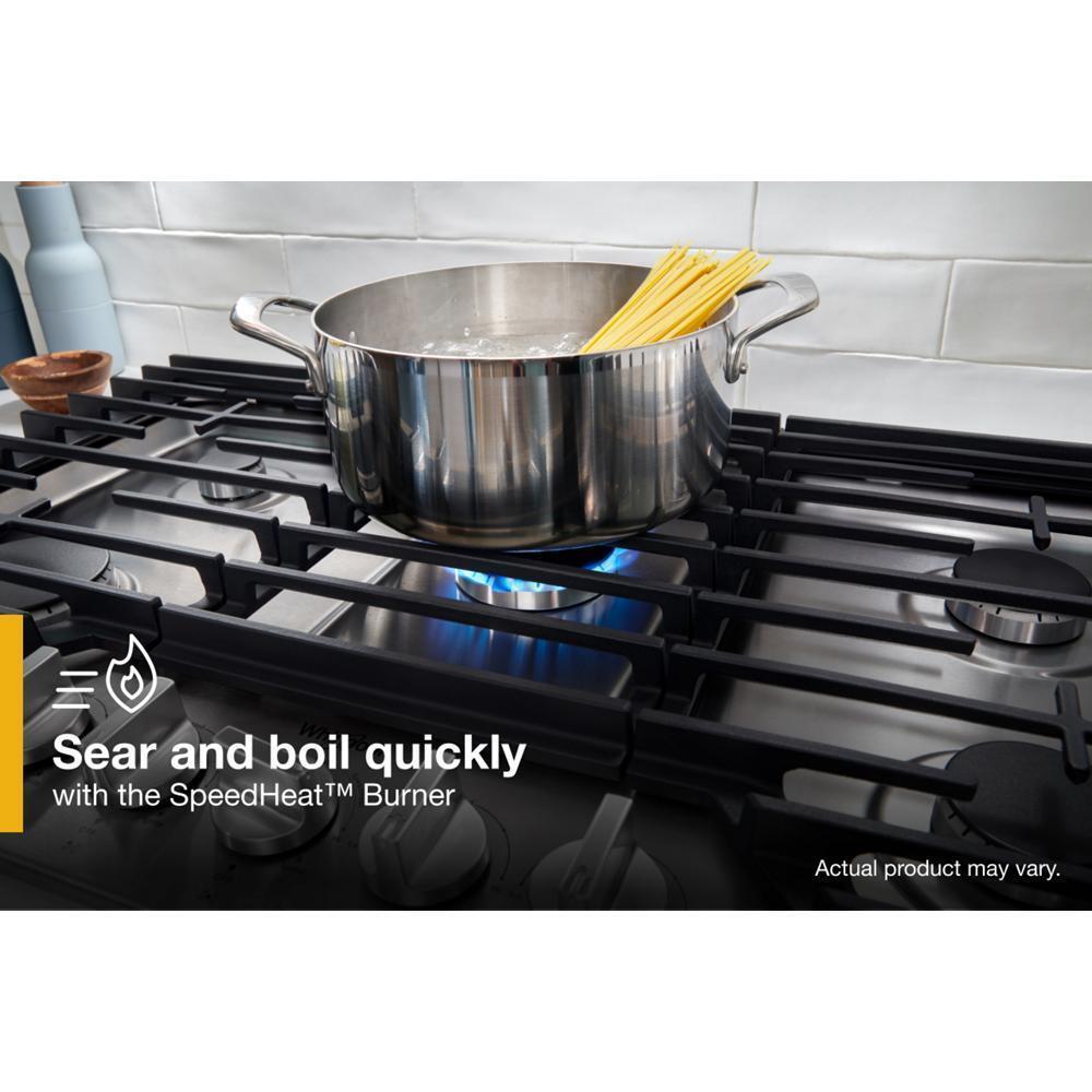Whirlpool WCGK5030PB 30-inch Gas Cooktop with EZ-2-Lift™ Hinged Cast-Iron Grates