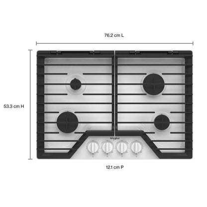 Whirlpool WCGK5030PW 30-inch Gas Cooktop with EZ-2-Lift™ Hinged Cast-Iron Grates