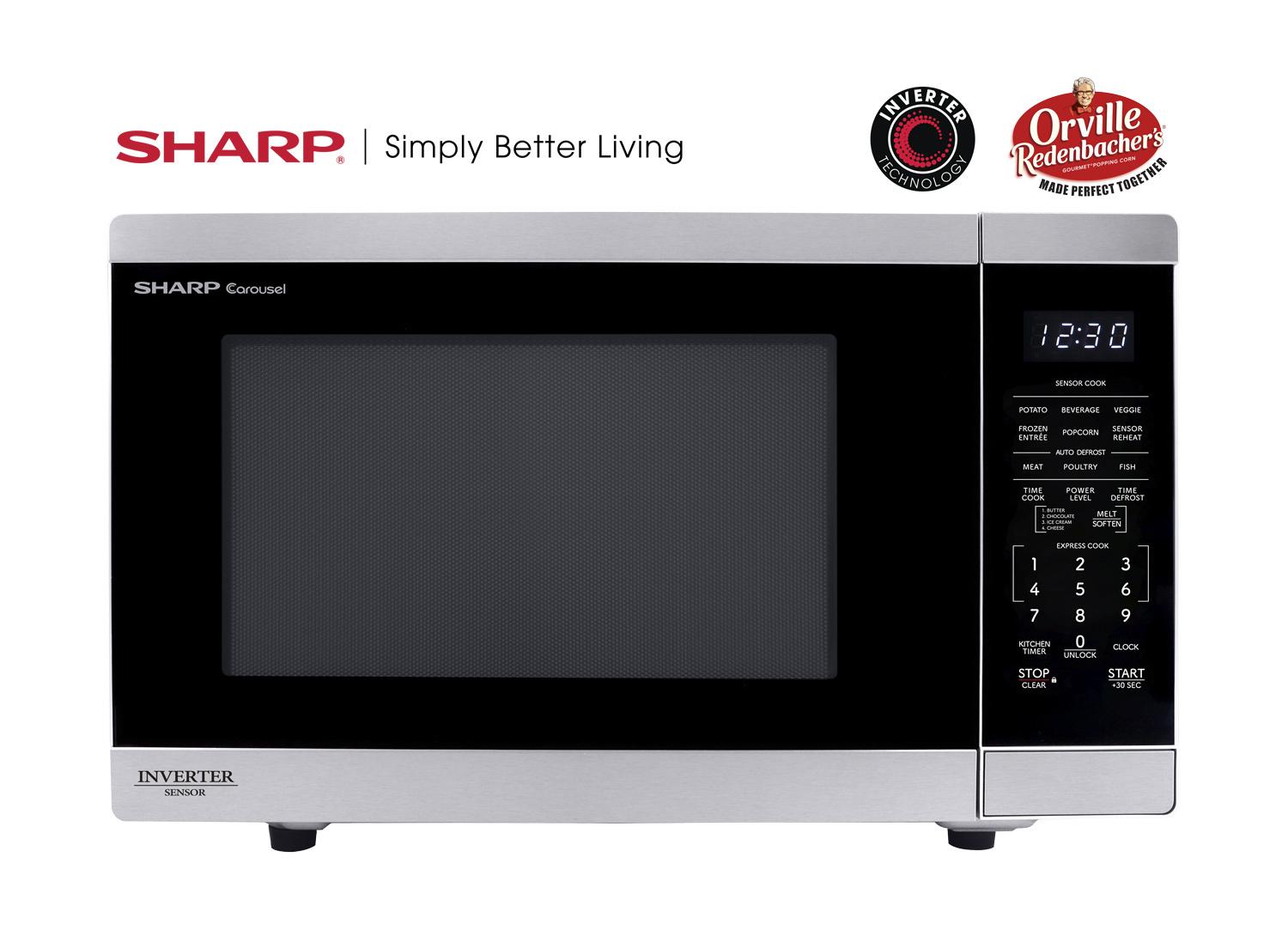 SMC1464KS Sharp 1.4 cu. ft. 1100W Stainless Steel Countertop Microwave Oven with Inverter Technology