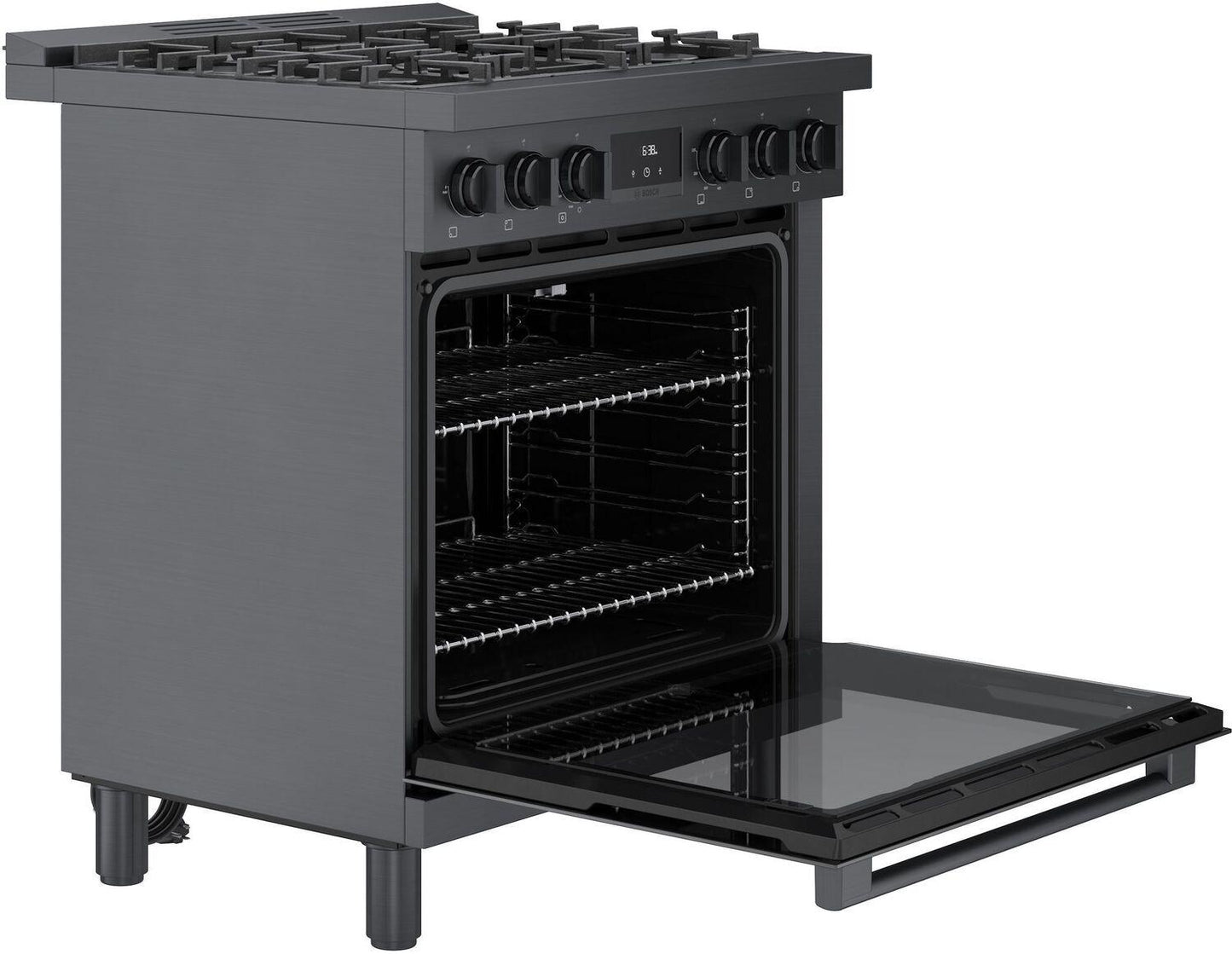 Bosch HGS8045UC 800 Series, Gas freestanding range, 30'', Black stainless steel