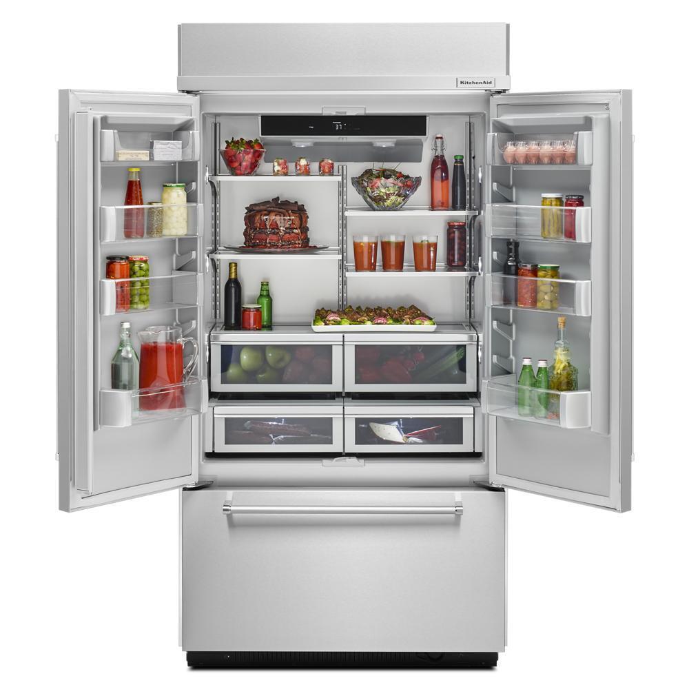 Kitchenaid KBFN502EPA 24.2 Cu. Ft. 42" Width Built-In Panel Ready French Door Refrigerator with Platinum Interior Design