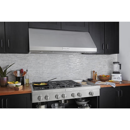 Kitchenaid KVWC908KSS 48'' 585 or 1170 CFM Motor Class Commercial-Style Wall-Mount Canopy Range Hood