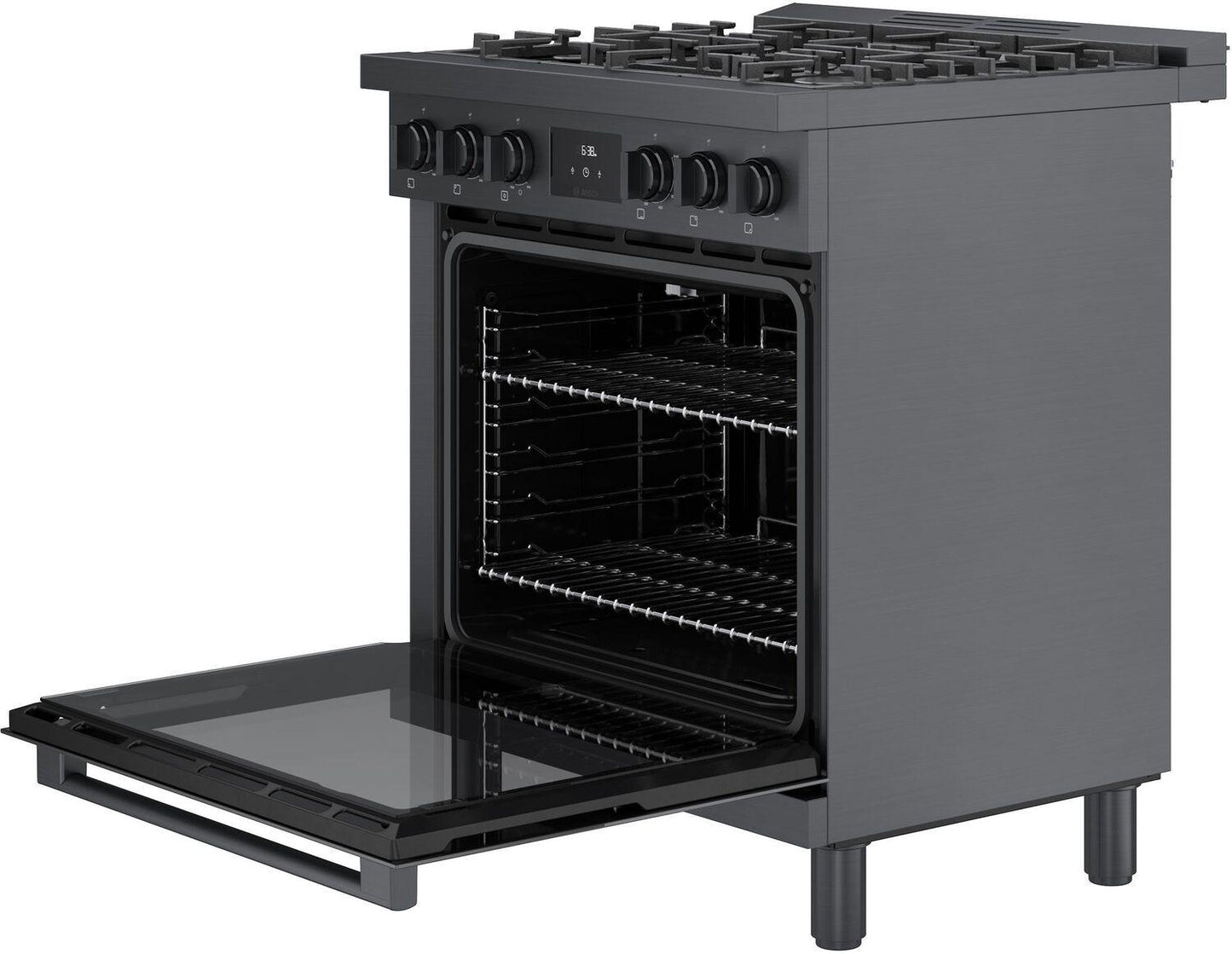 Bosch HGS8045UC 800 Series, Gas freestanding range, 30'', Black stainless steel