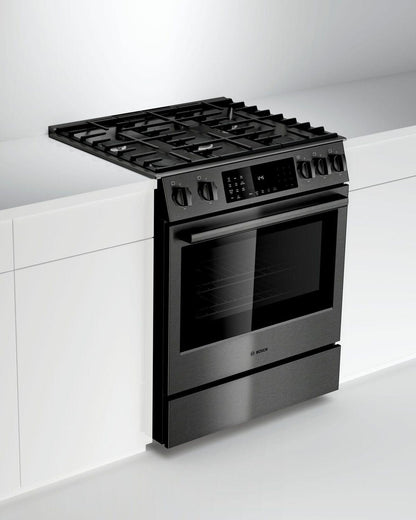 Bosch HGI8046UC 800 Series, Gas slide-in range, 30'', Black stainless steel