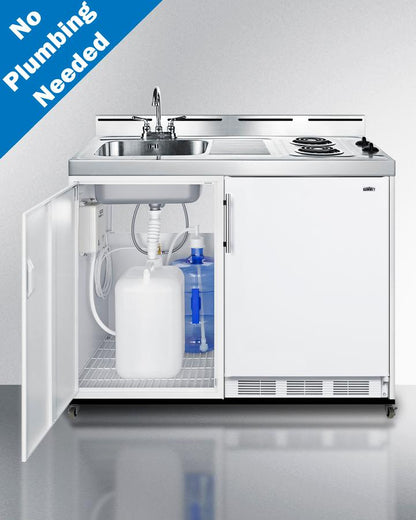 Summit C48ELPUMPMB 48" Wide Mobile All-in-one Kitchenette, No Plumbing Needed