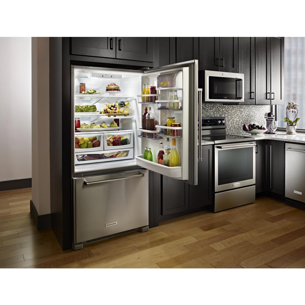 Kitchenaid KRBR102ESS 22 cu. ft. 33-Inch Width Full Depth Non Dispense Bottom Mount Refrigerator