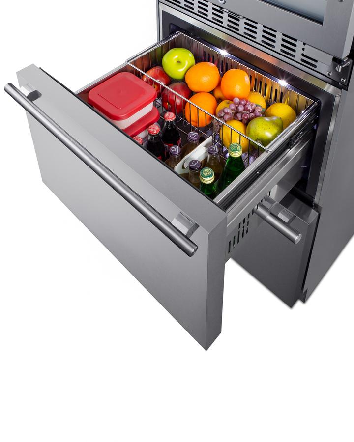 Summit SWCDAR24 24" Wide Combination Dual-zone Wine Cellar and 2-drawer All-refrigerator