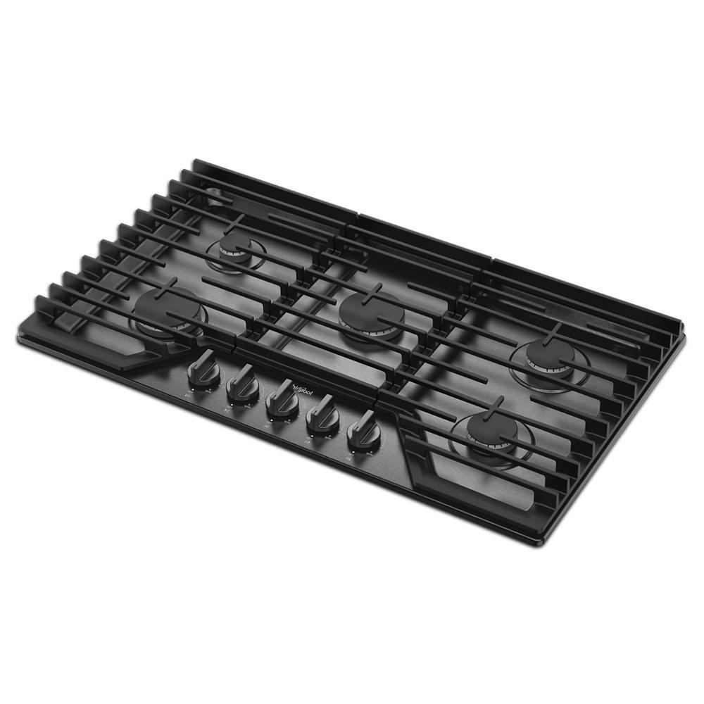 Whirlpool WCGK5036PV 36-inch Gas Cooktop with EZ-2-Lift™ Hinged Cast-Iron Grates