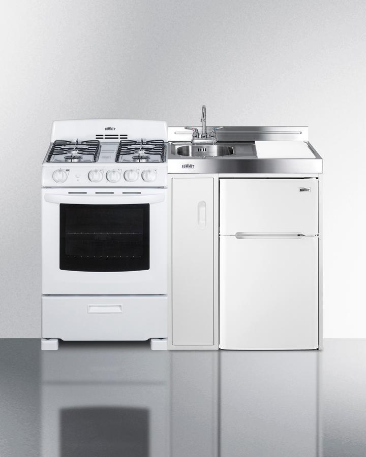 Summit ACK54GASW 54" Wide All-in-one Kitchenette With Gas Range