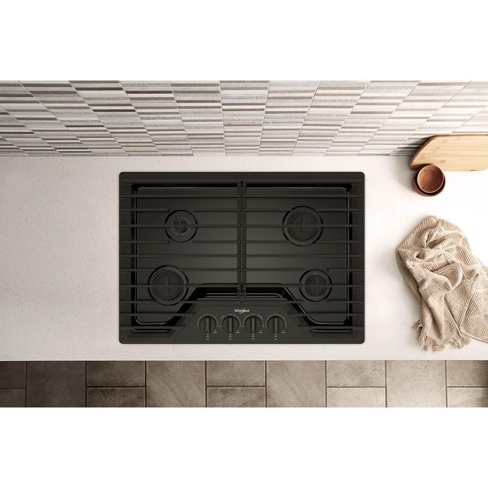 Whirlpool WCGK3030PB 30-inch Gas Cooktop with SpeedHeat™ Burners