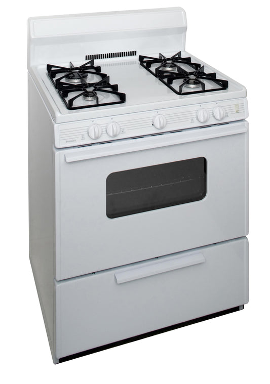 Premier SMK290OP 30 in. Freestanding Sealed Burner Gas Range in White