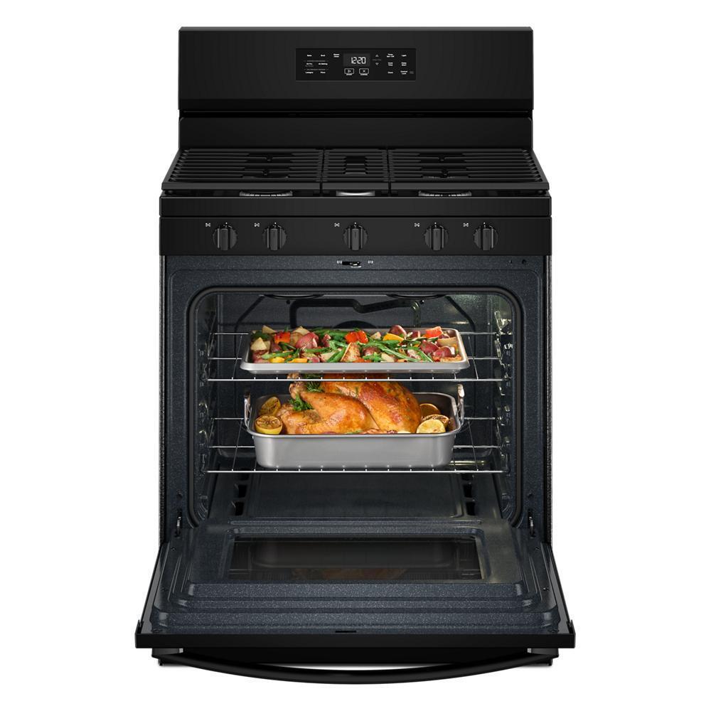 Whirlpool WFGS4530SB 30-inch Gas Range with Air Cooking Technology and Steam Clean