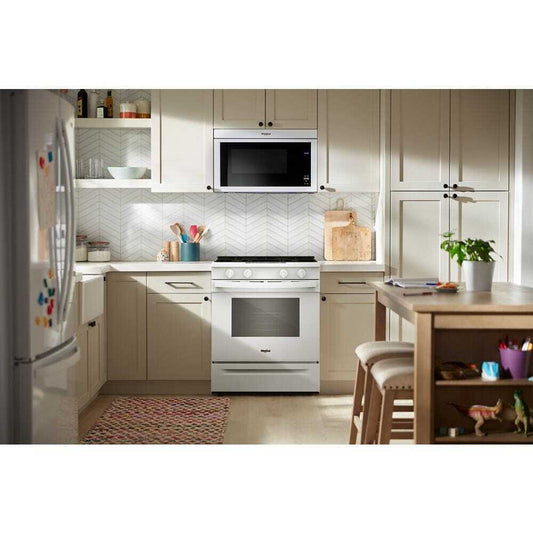 Whirlpool WSGS4530TW 30-inch Gas Smart Range with Air Cooking Technology and Steam Clean
