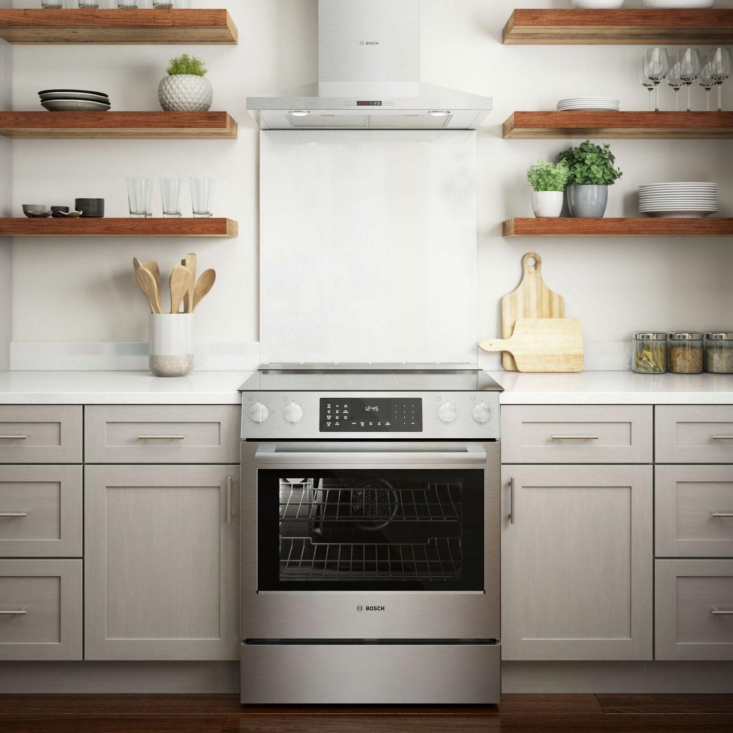 Bosch HEI8056U 800 Series, Electric slide-in range, 30'', Stainless steel