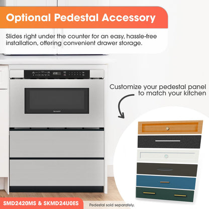 SMD2420MS Sharp 24 in. 1.2 cu. ft. Built-In Microwave Drawer™ Oven in Stainless Steel