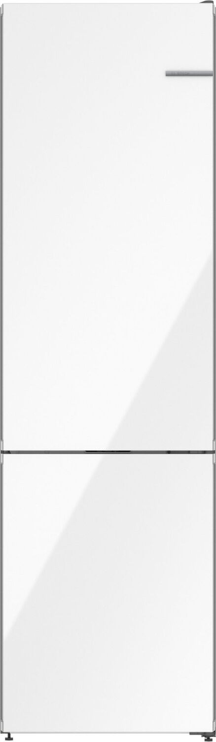 Bosch 800 Series Free-standing fridge-freezer with freezer at bottom, glass door 24" White B24CB80ESW